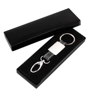 Llavero Negro EcoCuero Metal