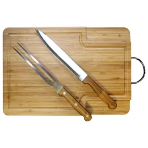 Juego Parrillero Con Tabla Bambú Alero