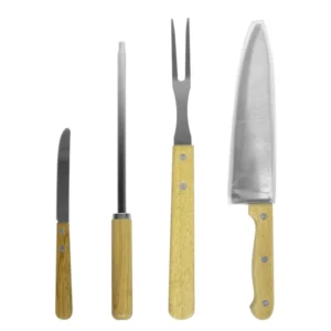 Set Parrillero Tabla Bambú y Acero Filo Noble