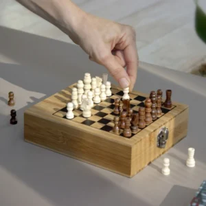 Set de Vino + Juego de Ajedrez en Bambú