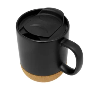 Taza Negra Con Tapa León