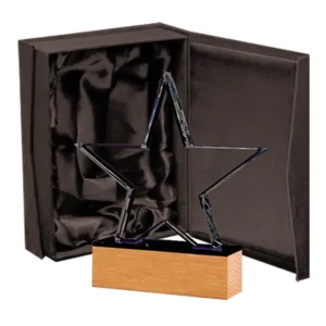 Galvano Estrella Cristal – Base Madera Clásica