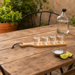 Vasos Tequileros Bandeja De Bambú